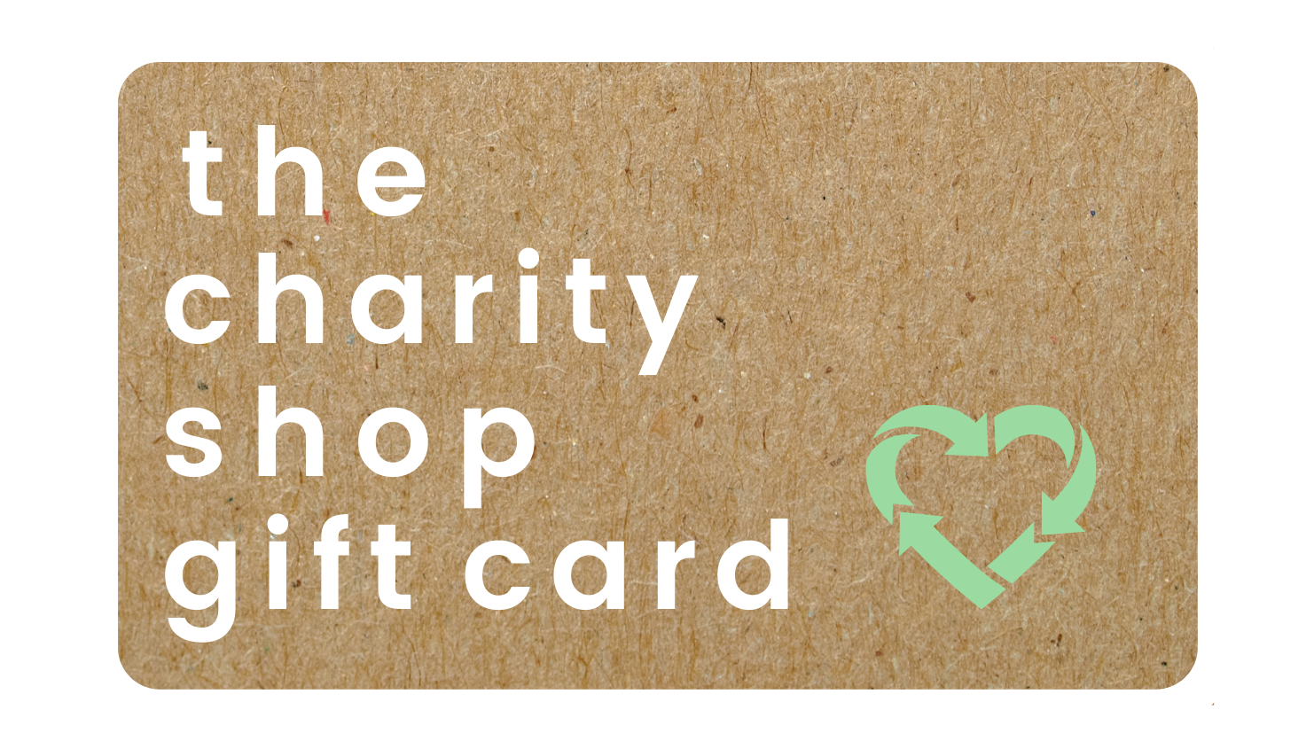 The Charity Shop Gift Card logo with card background